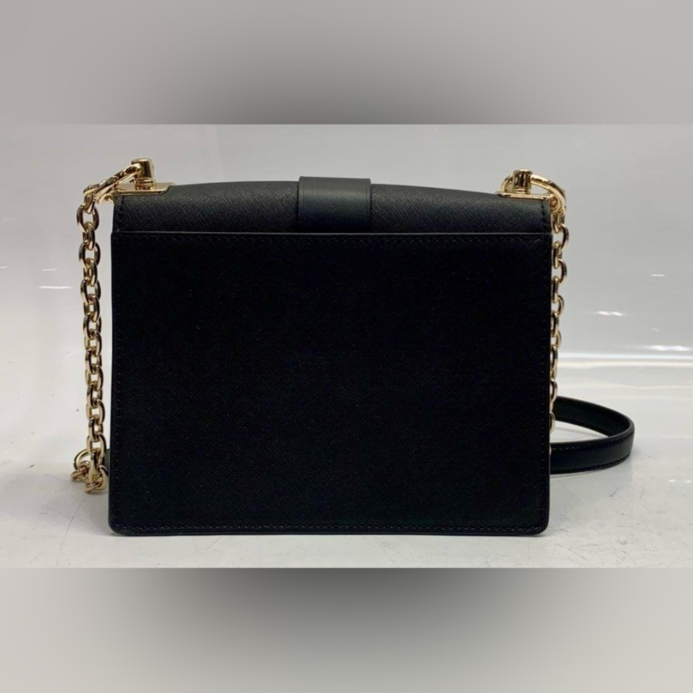 Micheal Kors Greenwich Crossbody-Black Leather & Gold Chain -MRSP $298 - Picture 2 of 11